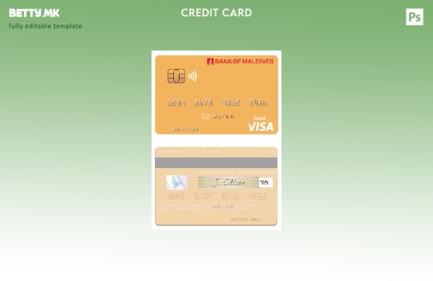 Модерен стил Шаблон за виза за дебитна картичка Малдиви Банка на Малдиви